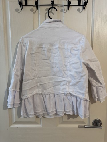 Jolie saulie White Jacket Size 14 Cotton Stretch Elastin Button Up - Picture 5 of 5