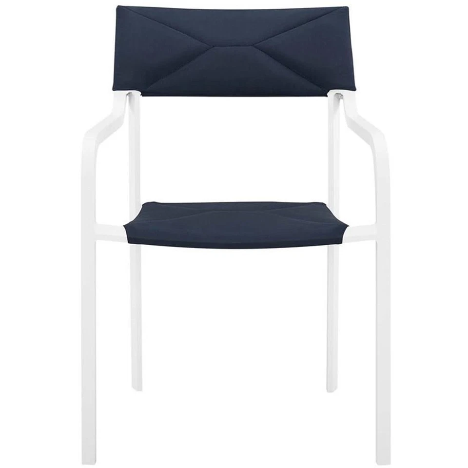 Modway Raleigh 18,5 дюйма штабелируемое уличное алюминиевое обеденное кресло белое/темно-синее - Изображение 3 из 4