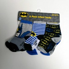 6 PAIR DC COMICS BATMAN Baby Infant Socks Lil Kids Boys 0 24 Months NEW