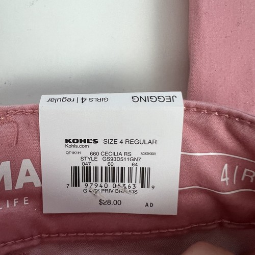 SONOMA by Kohl’s Girl’s Pink Denim Jegging Jeans Sz 4 Sparkles Adjustable Waist - Picture 5 of 9
