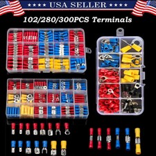 300/102PCS Insulated Spade Ring Crimp Electrical Wire Connectors Terminals kit