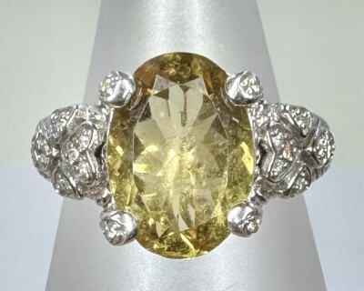 JUDITH RIPKA STERLING 925 CITRINE CZ SIZE RING (T75)