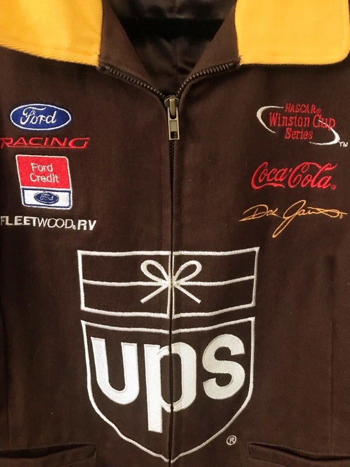 UPS Dale Jarrett Nascar Jacket 2XL Women Brown Full Zip JH Design Ford Racing 88 - Image 2 of 4