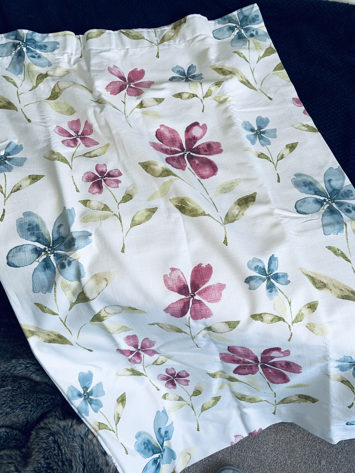 Dunelm Curtains 66" x 54” Linen look Watercolour Floral Botanic