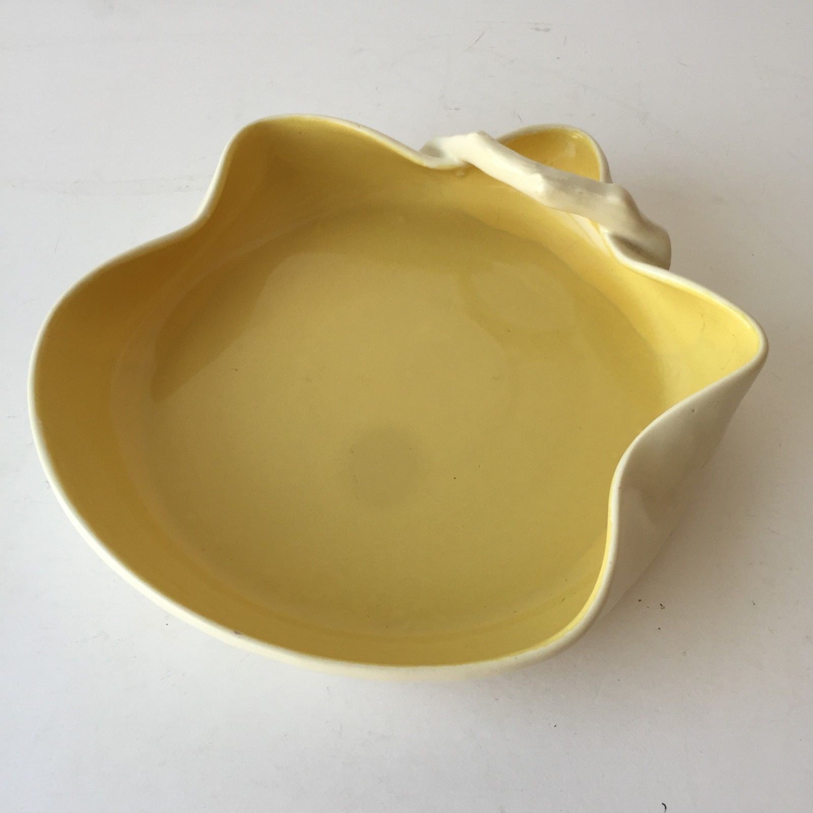 Poppy Trail Hand Made in California USA Yellow White Branch Tray Art Pottery