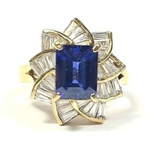 Sterling Silver Simulated Blue Stone and Cubic Zirconia Ring Size 8