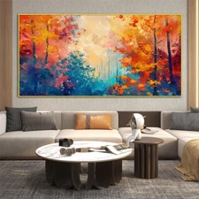 Canvas Print Abstract Landscape Autumn Forest Canvas Painting Wall Art Mural