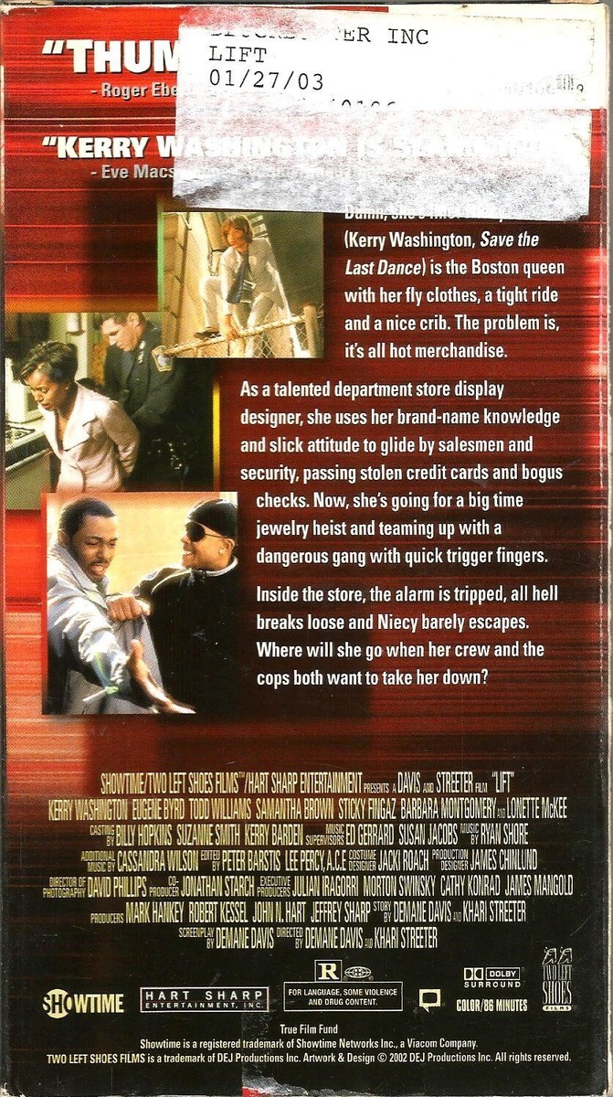 Lift VHS 2002 Kerry Washington Eugene Byrd Todd Williams Crime