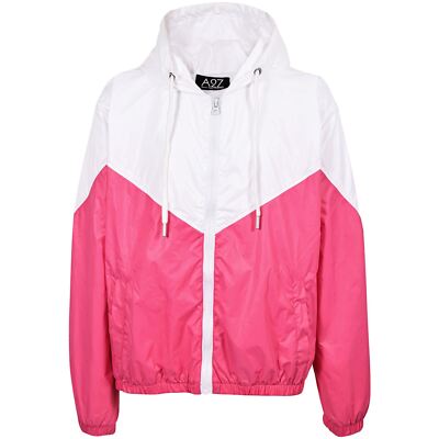 Jungen Mädchen Windbreaker Duschfest Rosa Leichte Kontrast Panel Jacke