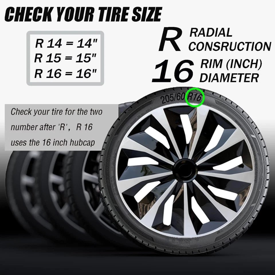 For Toyota Matrix Set of 4 16" Snap On Hub Caps Full R16 Tire Rim Wheel Cover - Image 4 of 4