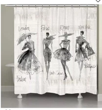 BRAND NEW LAURAL HOME "SKETCHBOOK" SHOWER CURTAIN