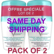 Vichy 48H Intensive Anti-perspirant Deodorant Roll-on 2 x 50ml   US Seller