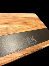 Acacia Walnut And Slate Cheeseboard Charcuterie Cutting Board 15.5 in X 11.5 in