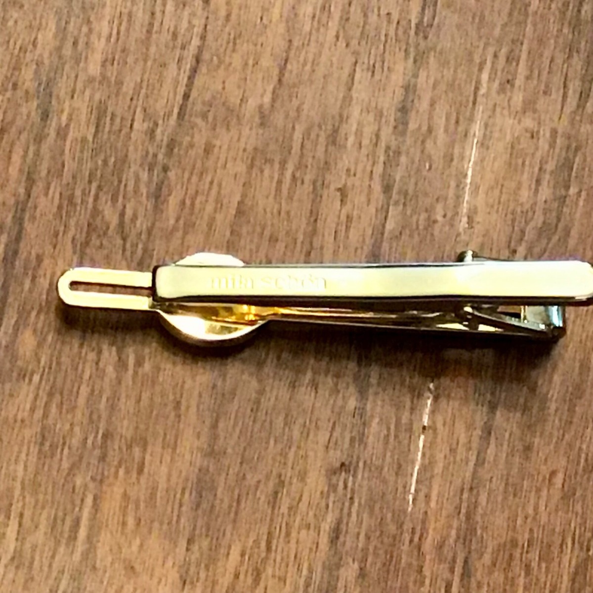 Vintage Designer Mila Schon Tie Clip, Tie Bar Gold Tone Black  display picture 1