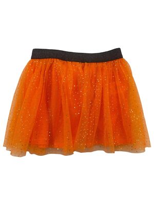 Toddler Girls Orange Black Halloween Gold Dots Skirt Tulle Tutu