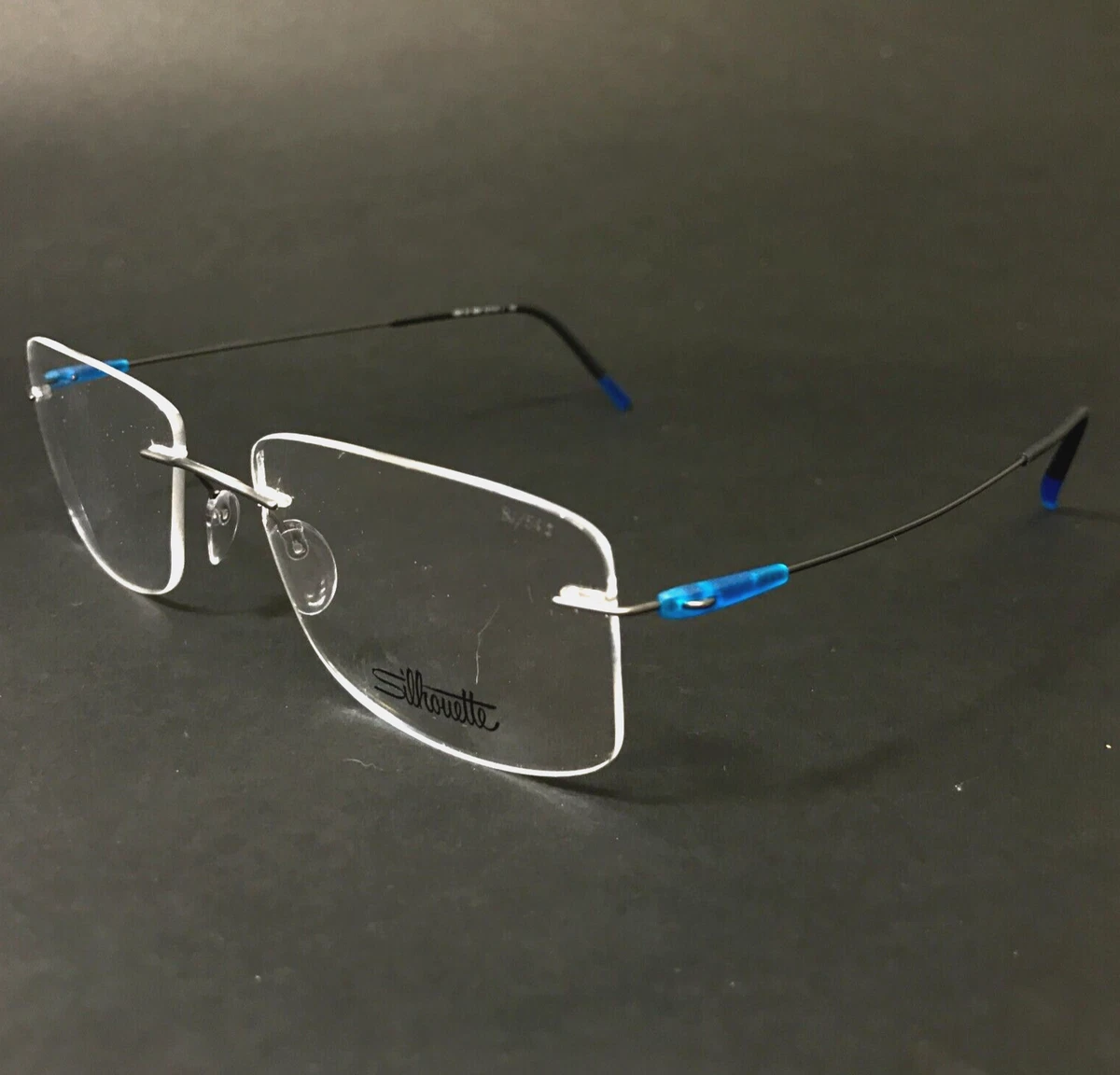 Monture De Lunettes Silhouette – Homme, Noir Et Doré, Rectangulaire, Neuve Avec étiquettes