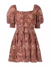 Ulla Johnson Juniper Floral Mini Dress Rosebud Size 2 Brown Cottage Core, Boho