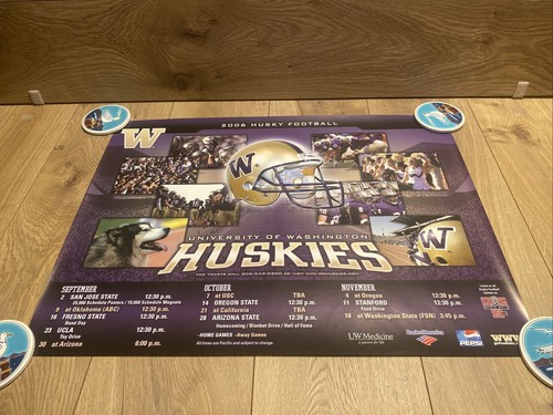 2006 Washington Huskies SAISONPLAN POSTER 24” X 18” Husky Football - Bild 1 von 12