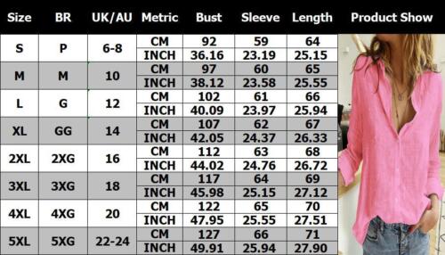 Womens Cotton Casual T-Shirt Linen Plain Blouse TopsLadies Baggy Long Sleeve - Picture 50 of 50