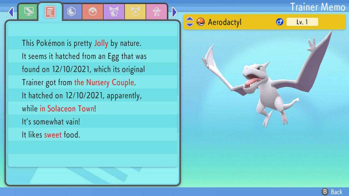 Shiny Aerodactyl 6IVs Pokemon BDSP