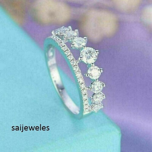 Anillo de compromiso creado en laboratorio con acabado en oro blanco de 14 quilates corte redondo VVS1/D diamante de corte redondo de 2 quilates - Imagen 4 de 6