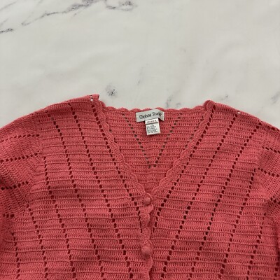 mommy様 Chelsea Studio Womens Vintage Y2k Cardigan Sweater Size L Coral