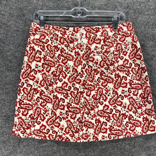 Lady Hagen Skirt Women 6 Red Beige Paisley A Line Build In Brief - Picture 2 of 8
