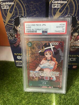 PSA 10 GEM MINT Nami SR Alt Art OP02–036 One Piece Paramount War