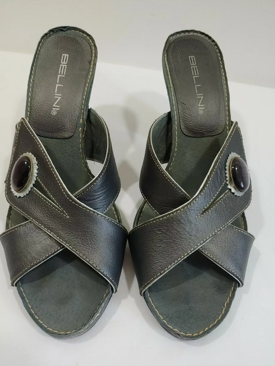 Womens Grey Gray Gun Metal Bellini Heels Sandals Size 8 M Loc 1 eBay