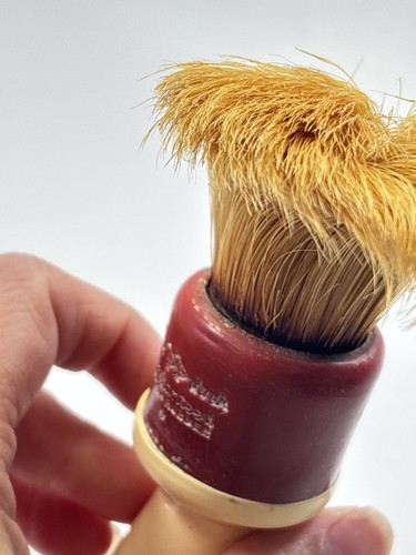 Dubl Duck shaving brush Vintage Made in USA Set in Rubber Boar Bristle red 5" - Picture 8 of 10