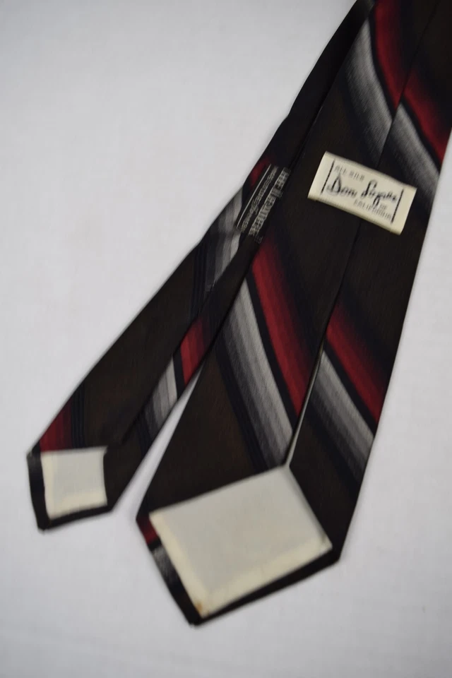 Neck Tie VTG Don Loper California 50s Burnt Orange Ombre Stripe Silk 55 x 3" - Image 4 of 4