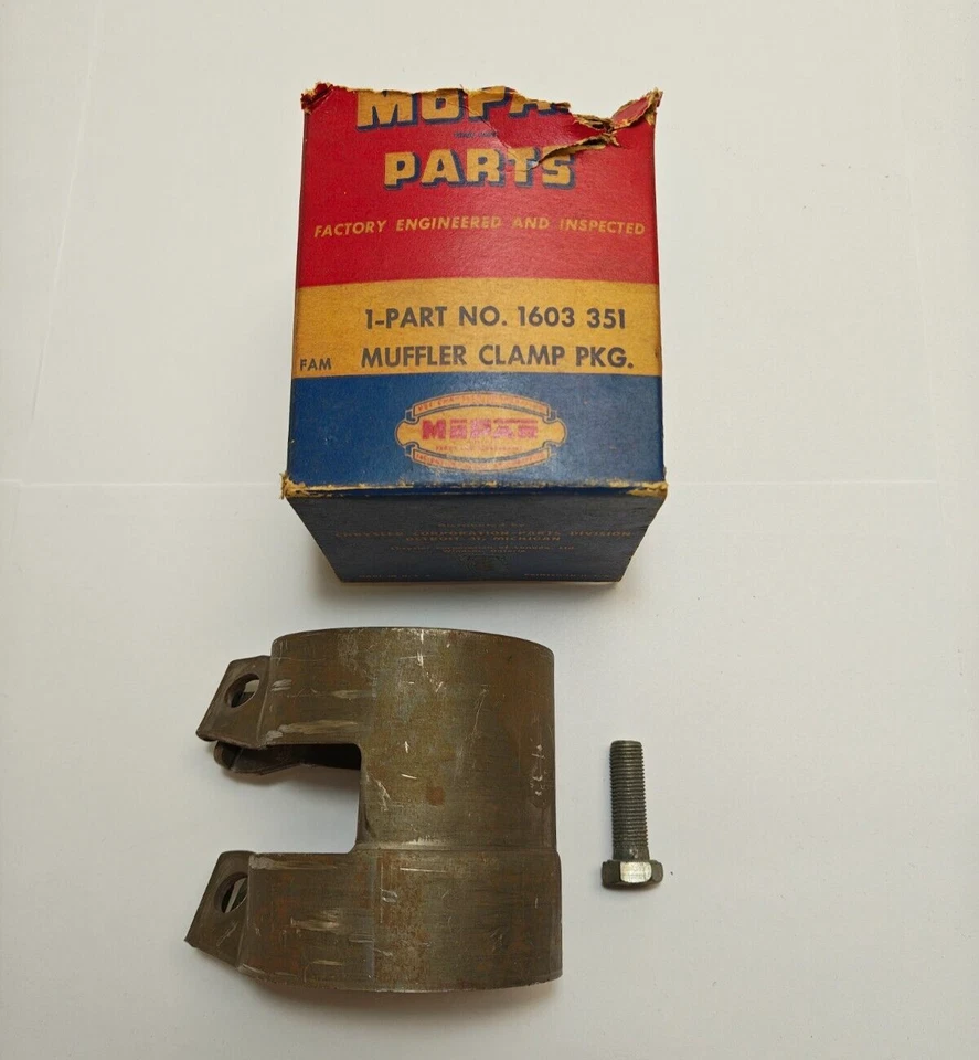 Dodge Chrysler 1954-1960 equipamiento de abrazadera de silenciador de escape 8 cilindros 1603351 nuevo de stock Foto 3 de 4