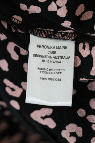 Veronika Maine Blouse Size 12 Black Pink Spotted Flutter Cap Sleeve - Good Cond. - Picture 10 of 10