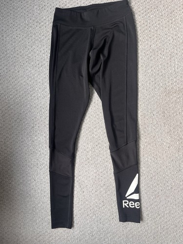 Reebok Black Leggings Size Xs Mesh gym activewear - Picture 2 of 7