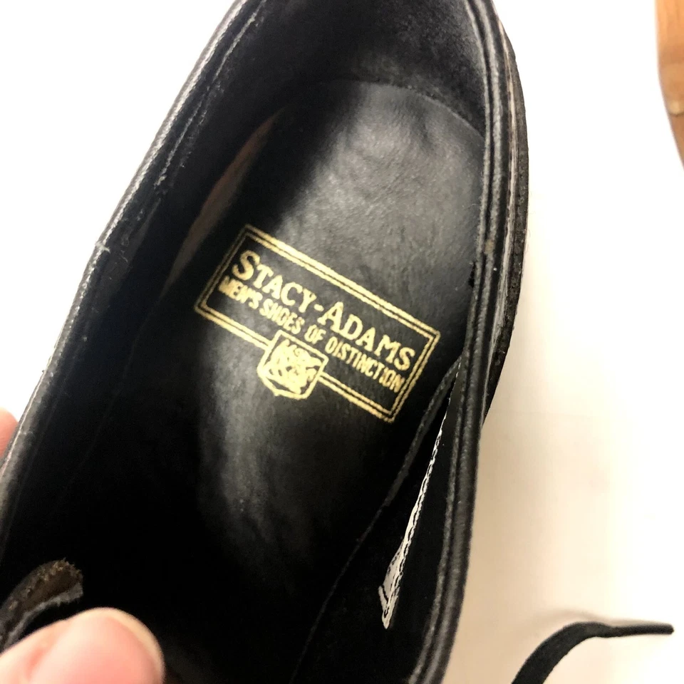 Vtg 60's Stacy Adams MoD Black PATENT Leather Snake Print WING TIP Shoe Oxford 8 - Image 4 of 4
