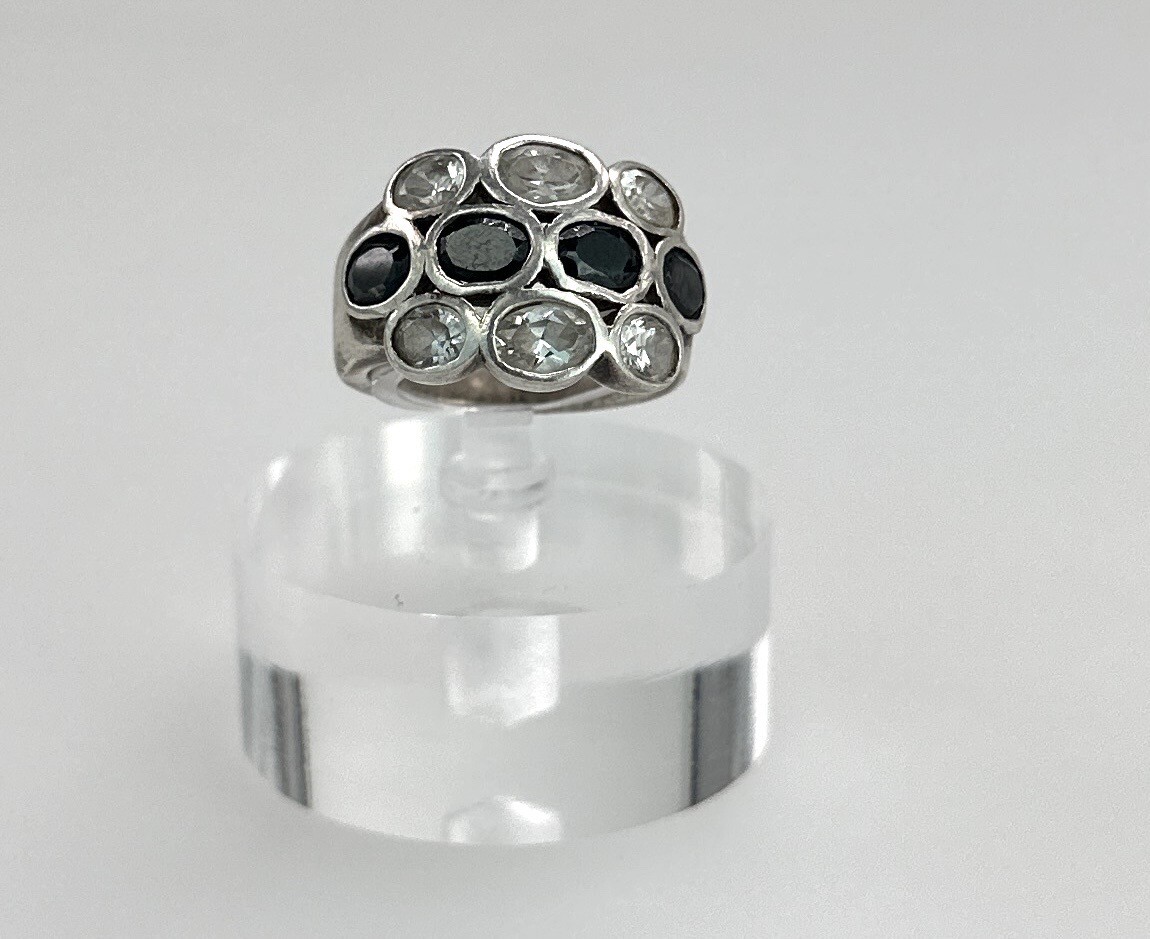 Ring silver 925 sterling solid noble gem modern d… - image 2