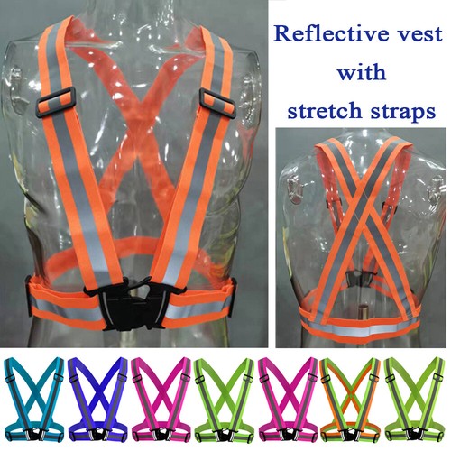 Hi Viz Vest High Vis Safety Visibility Waistcoat Reflective Belt Cycling Strap @ - Picture 6 of 28