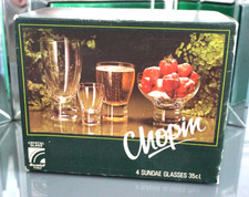 4 bicchieri da dessert Sundae Luigi Bormioli Italia Chopin mai usati in scatola 11 oz cristallo