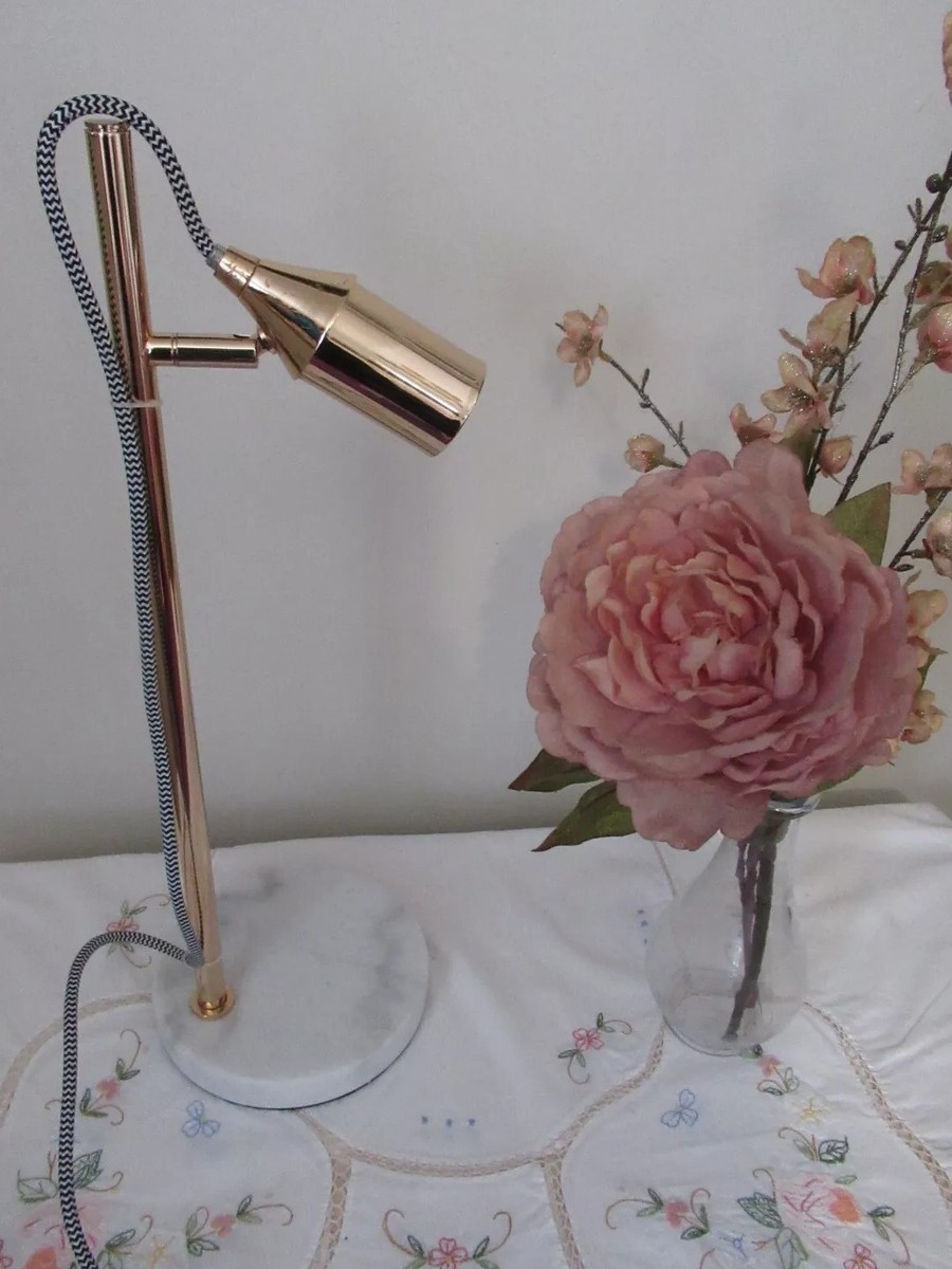 Oliver Bonas Rose Gold Marble Base Desk Table Lamp UK