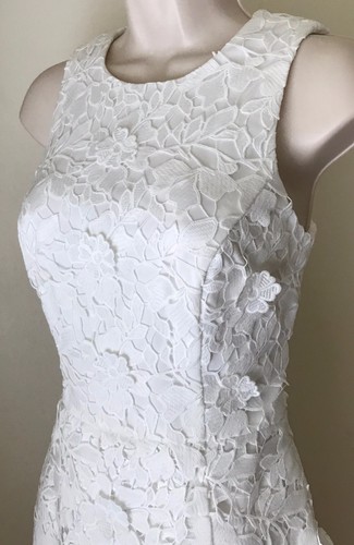 Betsy & Adam Lace Wrap-Front Sheath White Dress NWT Size 2,4 - Picture 3 of 7