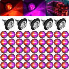 50x 12v Led Marker Lights Red Purple Dual Color Truck Trailer Side Bullet Light