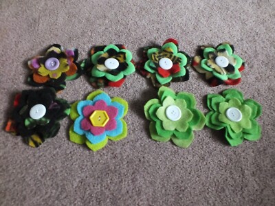 Beautiful Handmade Set 8 Flower Appliques to Add to Your Project 4'' Multicolor