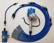 PONTIAC 350 389 400 455 BLUE Small Cap HEI Distributor + 45k Coil + PLUG WIRES