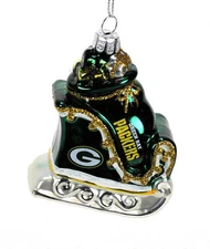 Topperscot NFL Green Bay Packers Blown Glass Sleigh Ornament