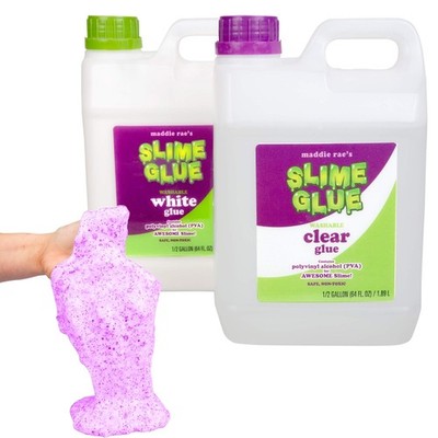 Maddie Rae's Slime Glue (1/2 Gallon Clear & 1/2 Gallon White) Value 2 Pack - ...