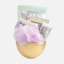 Spa Sister Simply Soft Gold Bowl Bath Accessory Gift Set, Lavender