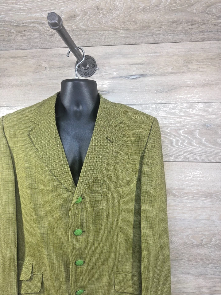Versace Classic V2 Men's Vintage Lime Green Wool Blazer Made in Spain Size 40R - Image 2 of 4