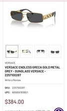 Versace Endless Greca Gold Metal Grey Square Sunglasses Men Luxury Geometric