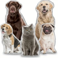Custom Photo Pet Pillow - Personalized Dog or Cat Portrait, Machine Washable