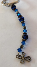 Blue Beaded Strand Keyring